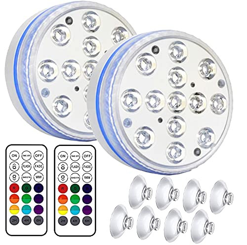 XYZsundy 2021 Newest Submersible Led Pool Lights for Above Ground- IP68 Waterproof Inground Pond Light Underwater with Remote RF-200ft-- 4 Suction Cups- 16 RGB Color for Jacuzzi hot tub -2-