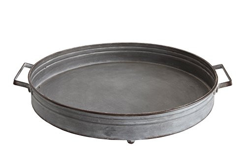 Creative Co-op Round Decorative Iron Tray with Handles