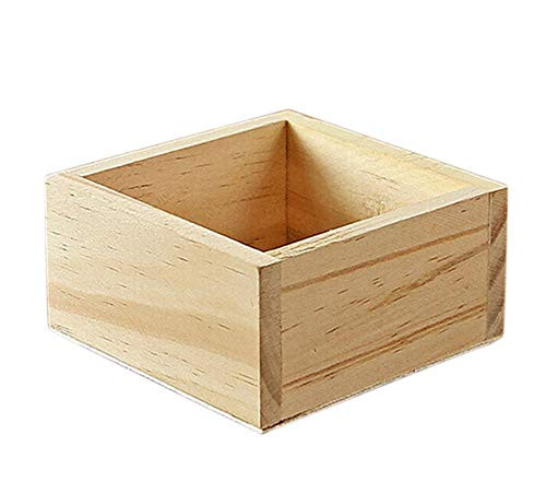 Fghuim Desktop Storage Box Wooden Storage BoxGardening Succulents Pots Square Small Wooden Box Wooden Without Lid 9.5 cm x 9.5 cm x 5 cm