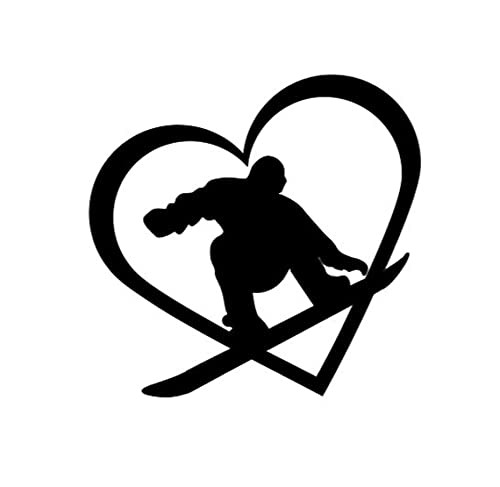 Snowboard Heart Vinyl Sticker Decals for Car Bumper Sticker Window Laptop Sticker Tablet Phone -Black- 8-inches-