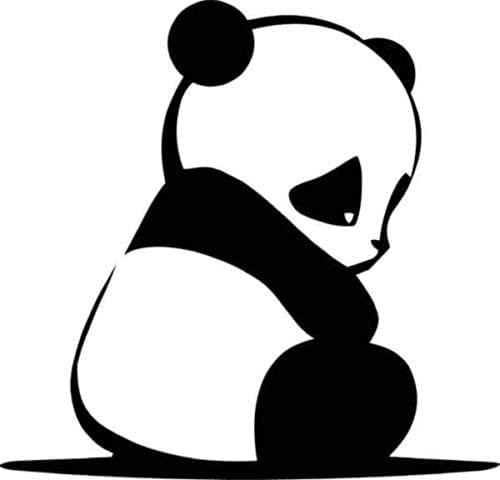 Cute Panda Bear Sad Vinyl Sticker Decals for Car Bumper Window Laptop Tablet Phone -Black- 8-inches-