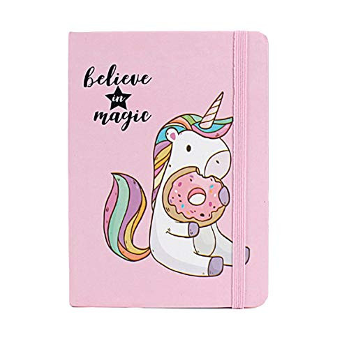 STOBOK Cute Notebook Unicorn Pattern Decor Notepad Memo Schedule Checklist with Binder Ring for Girls Kids Diary Journal Travel School Student Office A5