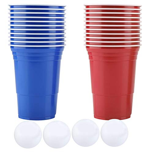 Niiyen Cup Pong Game Set-Pong Set Beer Pong Drinking Game Set Beer Pong Cups?22 Cups 4 Ping?Pong Balls for Outdoor Parties- Bbqs-Tailgating- Group Events- Camping -Blue-
