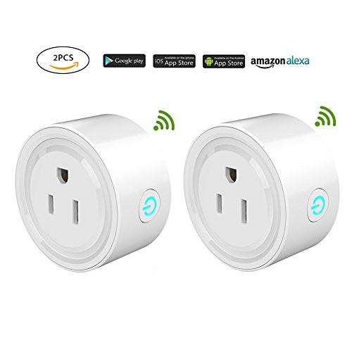 [2Pack ] WiFi Mini Smart Plug, Smart Life Power Control and Energy Monitoring Switch Socket, Voice Controlled, No Hub Required, Compatible with Alexa