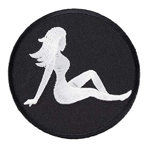 Mudflap Girl Silhouette Round Patch- Biker Patches