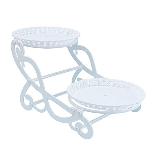 Cabilock 2 Tier Cupcake Stand Plastic Tiered Tray Pastry Dessert Display Tower Pastry Serving Platter Candy Buffet Fruit Plate for Wedding Home Birthday Party White Round