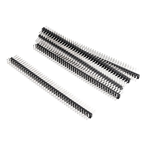 uxcell 5Pcs 2.54mm Pitch 2x40-Pins Double Row Right Angle Connector Pin Header Strip for Prototype Shield