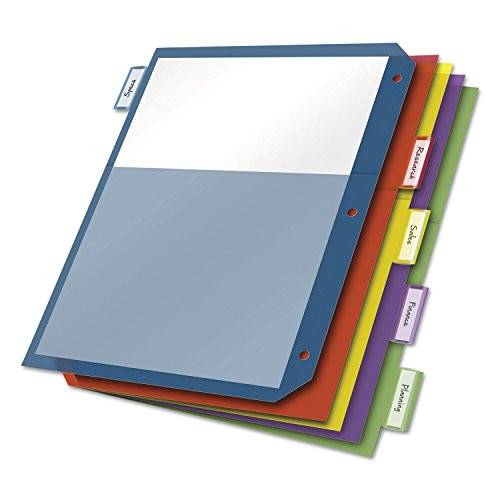 Cardinal Poly 2-Pocket Index Dividers- Letter- Multicolor- 5-Tabs/Set- 4 Sets/Pack
