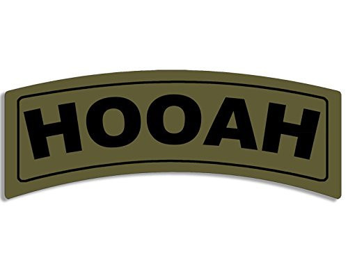 LPF USA Magnet Green Hooah Tab Shaped Magnetic Sticker -Army Military-