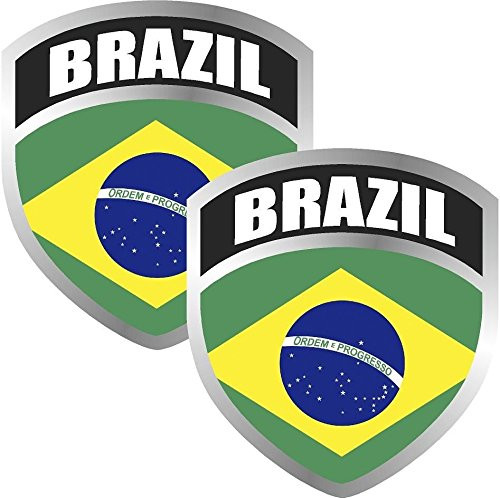 LPF USA Magnet 2-3" Brazil Brazilian Flag Shield Decal Set Badge Vinyl Window Magnetic Sticker