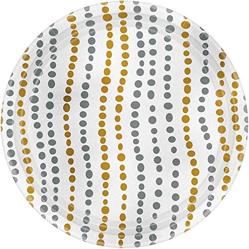 Amscan Tableware Collection- Modern Dot Metallic Round Plate Party Supplies- 7"- Multi Color