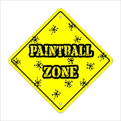 Paintball Crossing Sign Zone Xing - Indoor/Outdoor - 14" Tall Plastic Sign gun player paint balls team coach play award prize