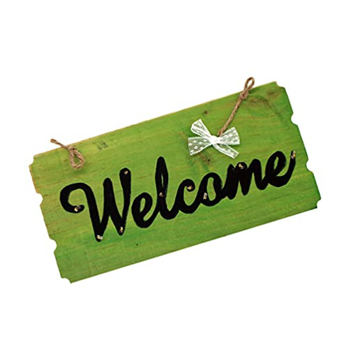 DOITOOL Door Welcome Sign Wooden Welcome Sign Rustic Door Sign Hanging Welcome Sign Welcome Door Plaque Welcome Hanging Board for Front Door -Green-