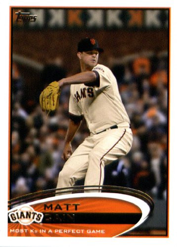 2012 Topps Update Series Baseball Card  US211 Matt Cain Perfect Game Record Checklist San Francisco Giants