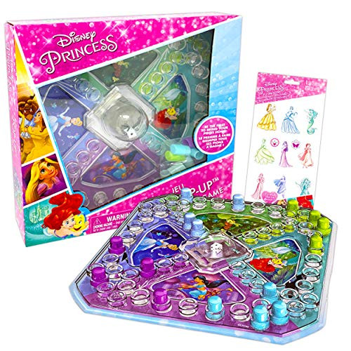 Disney Princess Pop Up Game ~ Disney Princess Board Game for Kids with Pop Up Dice and Disney Princess Stickers -Princess Party Favors-