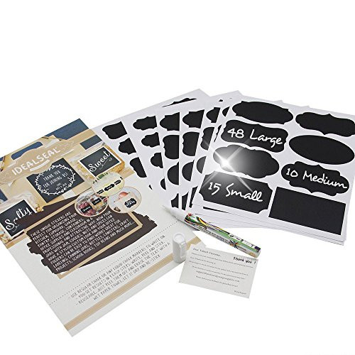 73 Premium Reusable Chalkboard Labels Chalkboard Stickers with -Dual TIP Bullet  Plus Chisel- 3MM White Chalk Marker for Labeling Jars- Parties- Craft Rooms- Weddings and Organize Your Home  and  Kitchen