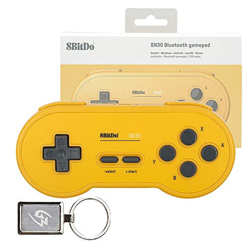 Mcbazel 8Bitdo SN30 GP Yellow Edition Bluetooth Gamepad Wireless Controller for Windows Android macOS Steam Nintendo Switch 80BM with Gam3Gear Keychain