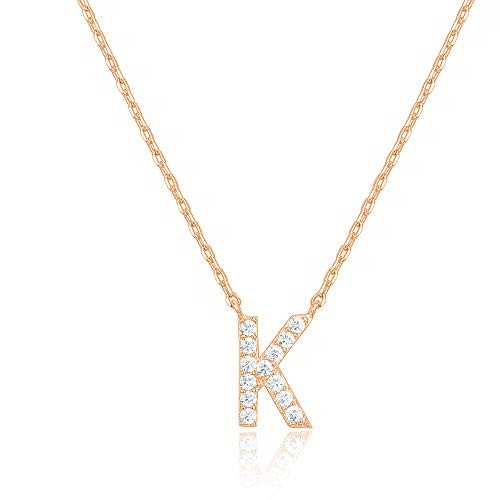PAVOI 14K Yellow Gold Plated Cubic Zirconia Initial Necklace - Letter Necklaces for Women - K Initial PAVOI 14K Yellow Gold Plated Cubic Zirconia Initial Necklace - Letter Necklaces for Women - K Initial