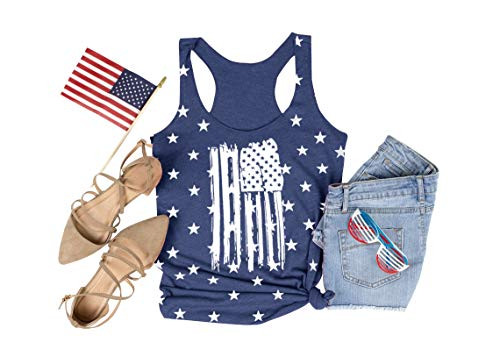 GEMLON Women 4th of July Shirt American Flag Tshirt USA Stars Stripes Patriotic Shirt Print T-Shirts Tees Vest -A-Blue- L- GEMLON Women 4th of July Shirt American Flag Tshirt USA Stars Stripes Patriotic Shirt Print T-Shirts Tees Vest -A-Blue- L-