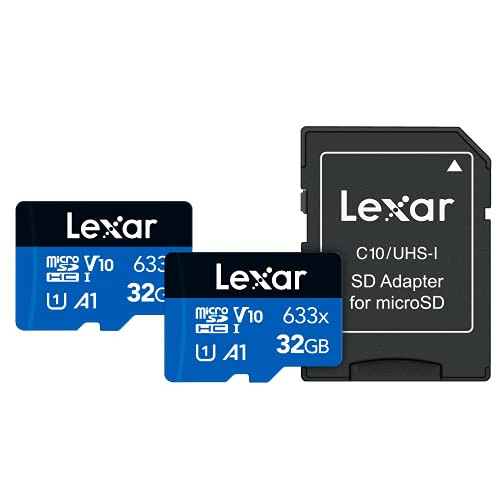 Lexar High-Performance 633x 32GB -2-Pack- microSDHC UHS-I Card w/SD Adapter- Up to 100MB/s Read- for Smartphones- Tablets- and Action Cameras -LMS0633032G-B2ANU-