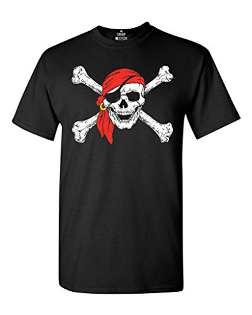shop4ever Pirate Skull  and  Crossbones T-Shirt Pirate Flag Shirts XX-LargeBlack 11224