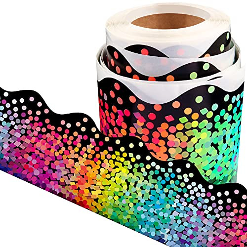 Colorful Dot Trim Border Confetti Bulletin Board Border Trim Self Adhesive Border Classroom Decoration Back to School Decorations Border for Bulletin Board Office Chalkboard Decor- 49.2 Feet