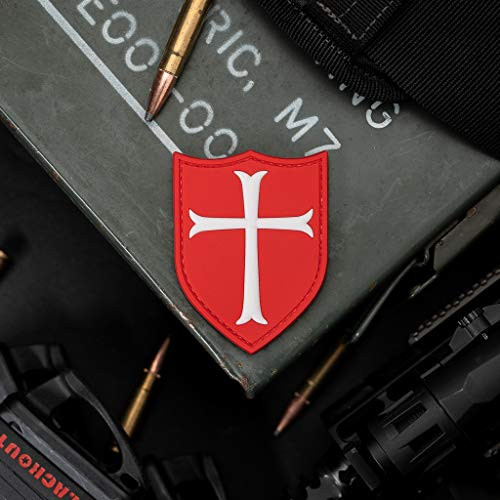 Knights Templar Cross Shield Morale Patch - PVC Rubber Morale Patch- Hook Backed Morale Patch- Knights Templar Shield By NEO Tactical Gear