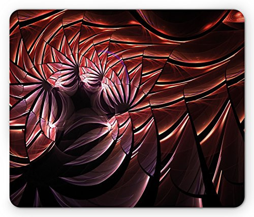 Lunarable Fractal Mouse Pad- Digital Medieval Knight Shield Inspired Ornate Armor Figure Middle Age Design- Standard Size Rectangle Non-Slip Rubber Mousepad- Chestnut Brown