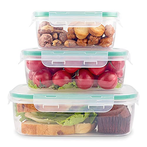 Iteryn Reusable Food Containers- 3 Pack Stackable Bento Box Adult Lunch Box- Meal Prep Container Keep Fresh- Leakproof Bento Lunch Box Suitable for Fruit Snack Salad Sandwiches