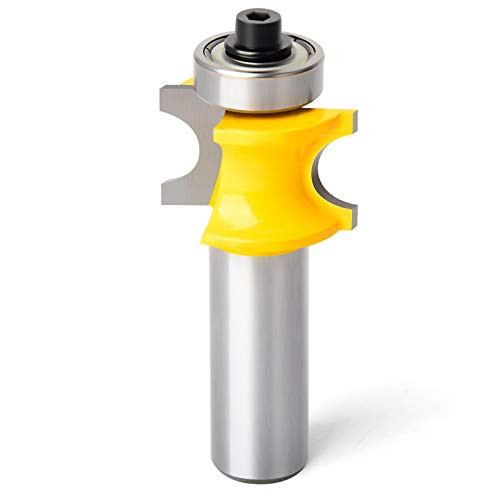 MEIGGTOOL 1/2 Inch Shank Bullnose Router Bit- Half Round Bearing Carbide Tipped Edge Cutting Bits- Radius 3/16 Inch
