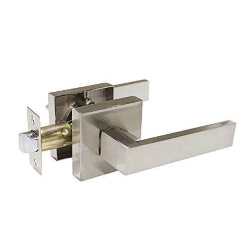 Passage Door Lever Handle Interior Non-Locking Lever Set for Hallway Doors or Closets with Satin Nickel Finish, Reversible for Right & Left Side