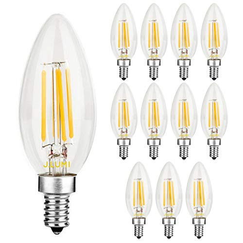 J.LUMI BCC32052 LED Candelabra Bulbs 5W Warm White 2700K, E12 Candle Base, 40W Equivalent 250 Lumens, Dimmable C32 Clear Chandelier Light Bulb (Pack of 12) J.LUMI BCC32052 LED Candelabra Bulbs 5W Warm White 2700K, E12 Candle Base, 40W Equivalent 250 Lumens, Dimmable C32 Clear Chandelier Light Bulb (Pack of 12)