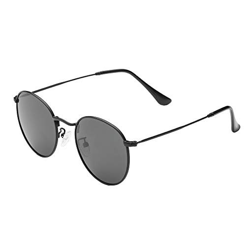 Small Round Polarized Sunglasses for Men Women Vintage Lens Classic Circle Sun Glasses -Black Frame/Black Lens- Small Round Polarized Sunglasses for Men Women Vintage Lens Classic Circle Sun Glasses -Black Frame/Black Lens-