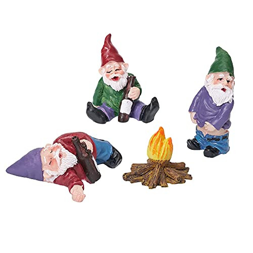 LUOWAN 4pcs Fairy Garden Accessories Decorations Collectible Figurines Miniature Gardening Gnomes Figurines Ornaments Gnome Kit Mini Gnomes Fairy Garden My Little Friend Dwarfs Statue