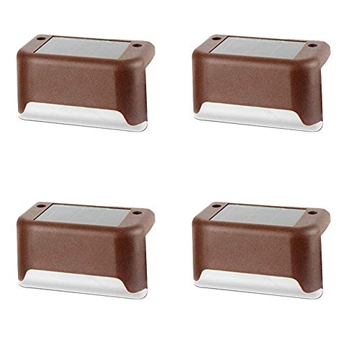 4Pcs Solar Deck Lights Fence Lamp Led Solar Powered Waterproof Lighting IP65 Waterproof LED Step Lamps for Outdoor Stairs- Step- Fence- Yard- Patio and Pathway -4Pcs Brown- 4Pcs Solar Deck Lights Fence Lamp Led Solar Powered Waterproof Lighting IP65 Waterproof LED Step Lamps for Outdoor Stairs- Step- Fence- Yard- Patio and Pathway -4Pcs Brown-