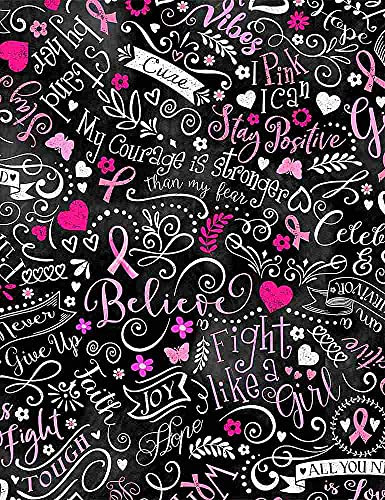 Timeless Treasures Fabrics Novelty Breast Cancer Well Wishes Chalkboard