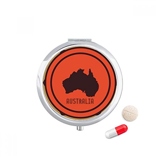 Australia Map Red and Black Illustration Pill Case Pocket Medicine Storage Box Container Dispenser