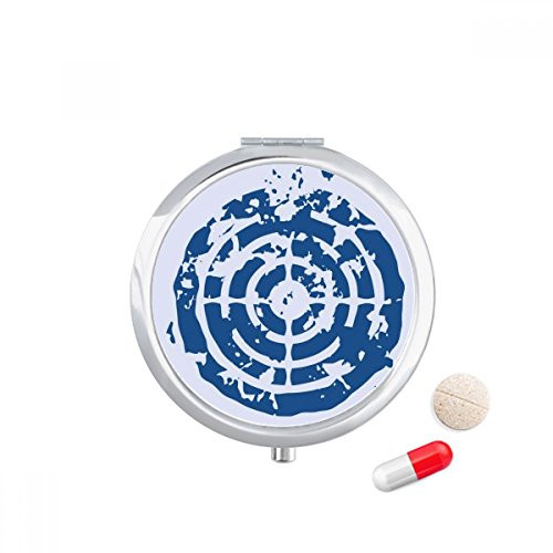 Blue Target Design Round Illustration Pattern Pill Case Pocket Medicine Storage Box Container Dispenser