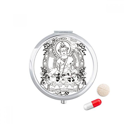 Culture Guanyin Chinese Character Figure Pill Case Pocket Medicine Storage Box Container Dispenser