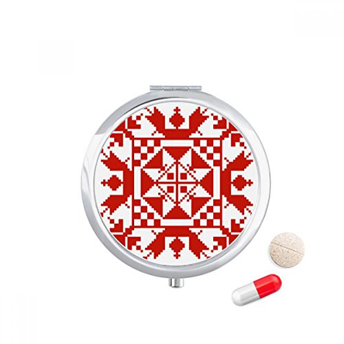 Mosaic Russia Style Red Texture Pill Case Pocket Medicine Storage Box Container Dispenser