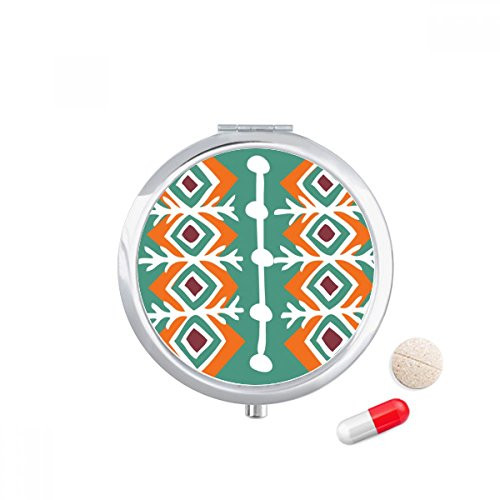 Green Pattern Mexico Totems Ancient Civilization Pill Case Pocket Medicine Storage Box Container Dispenser