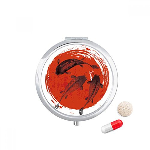 Japan Red Carp Animal Abstract Pill Case Pocket Medicine Storage Box Container Dispenser