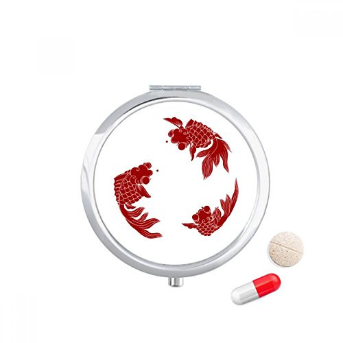 Red Cyprinoid Pill Case Pocket Medicine Storage Box Container Dispenser