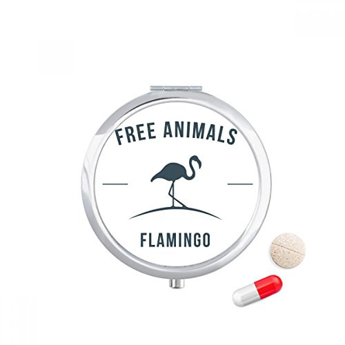 Cartoon Flamingo Animal Blue Outline Pill Case Pocket Medicine Storage Box Container Dispenser