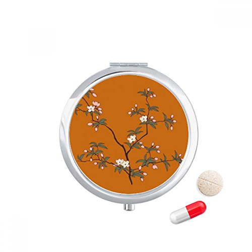 Painting Red Green Culture Tree Pill Case Pocket Medicine Storage Box Container Dispenser