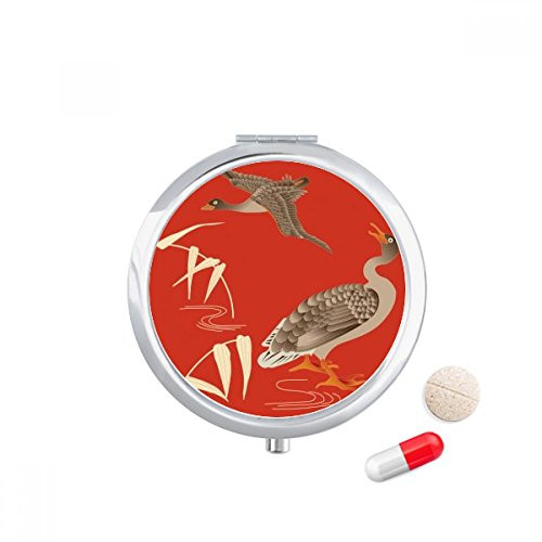 Red Japanese Culture Autumn Pill Case Pocket Medicine Storage Box Container Dispenser