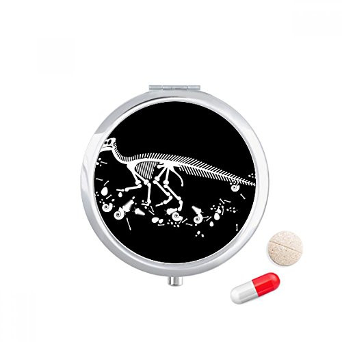 Dinosaur Bone Bones Black Pill Case Pocket Medicine Storage Box Container Dispenser