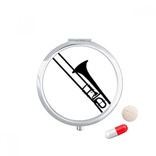 Trombone Classical Music Instrument Pattern Pill Case Pocket Medicine Storage Box Container Dispenser