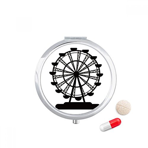 Black Ferris Wheel Amusement Park Outline Pill Case Pocket Medicine Storage Box Container Dispenser