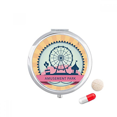 Amusement Park Black Ferris Wheel Pattern Pill Case Pocket Medicine Storage Box Container Dispenser